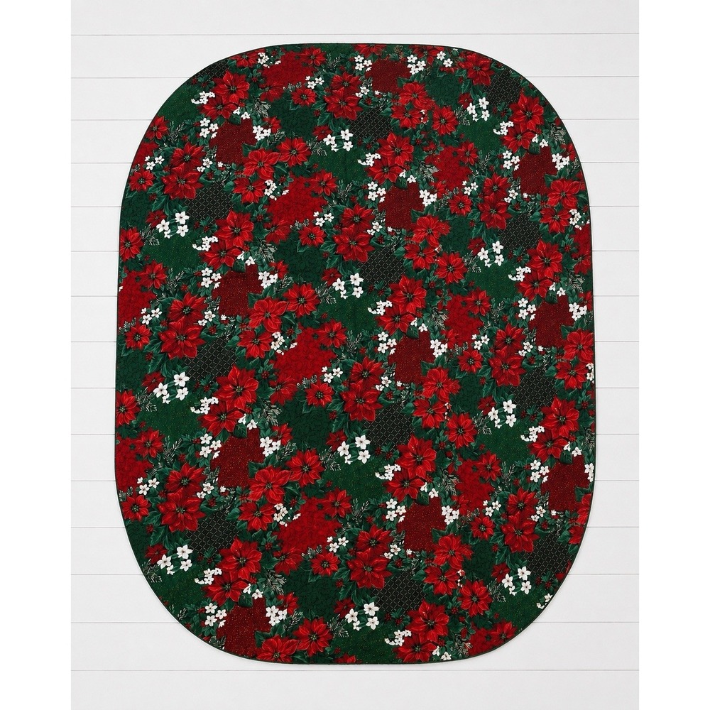 Vintage 1992 Falcon Christmas Tablecloth 58x80 Cotton Poinsettia Brazil